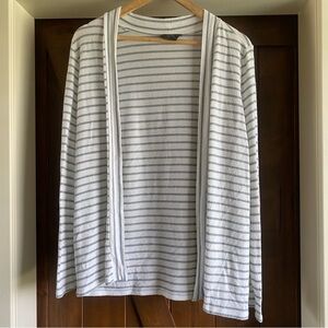 Mix By 41 Hawthorn Open Front Cardigan Gray White Stripe Size Medium